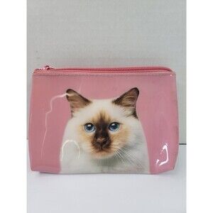Catseye London Pink Siamese Cat Makeup Bag Zippered Cosmetic Pouch